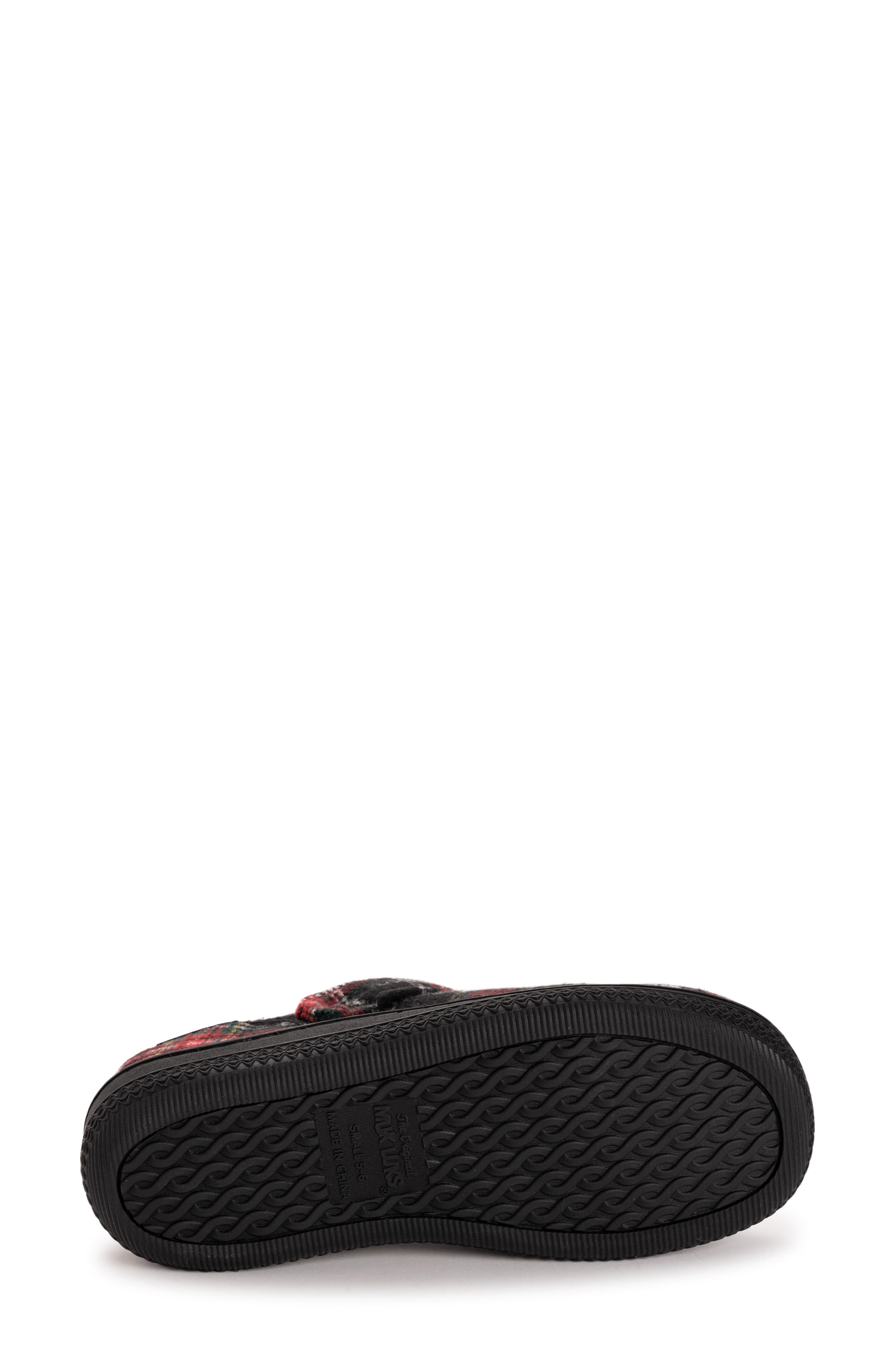 MUK LUKS Quianna Lucy Faux Shearling Clog Slipper, Alternate, color, Black Tartan