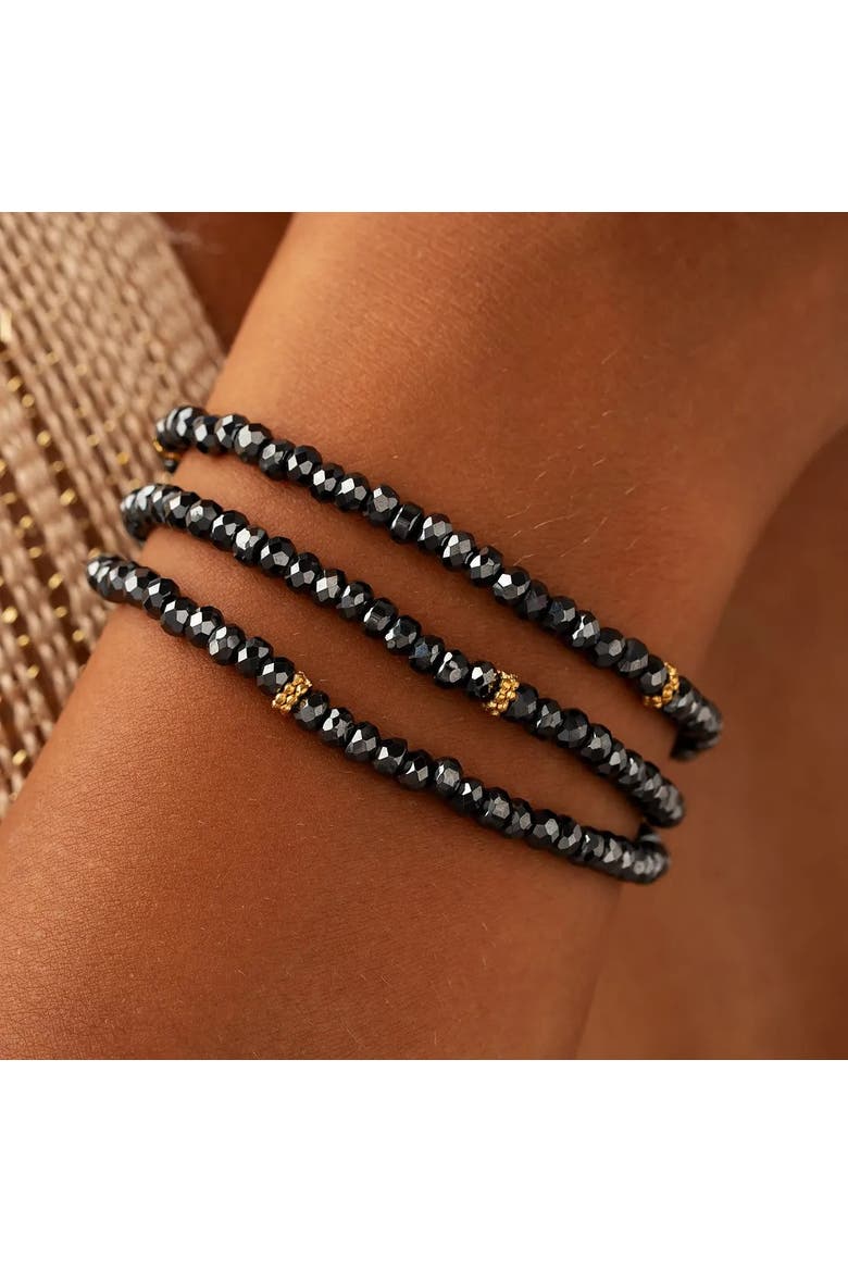 Black Onyx Infinity Charm Wrap Bracelet Eternal Strength, Alternate, color, Black/Gold