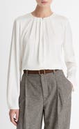 Vince Pleated Neck Silk Blend Top
