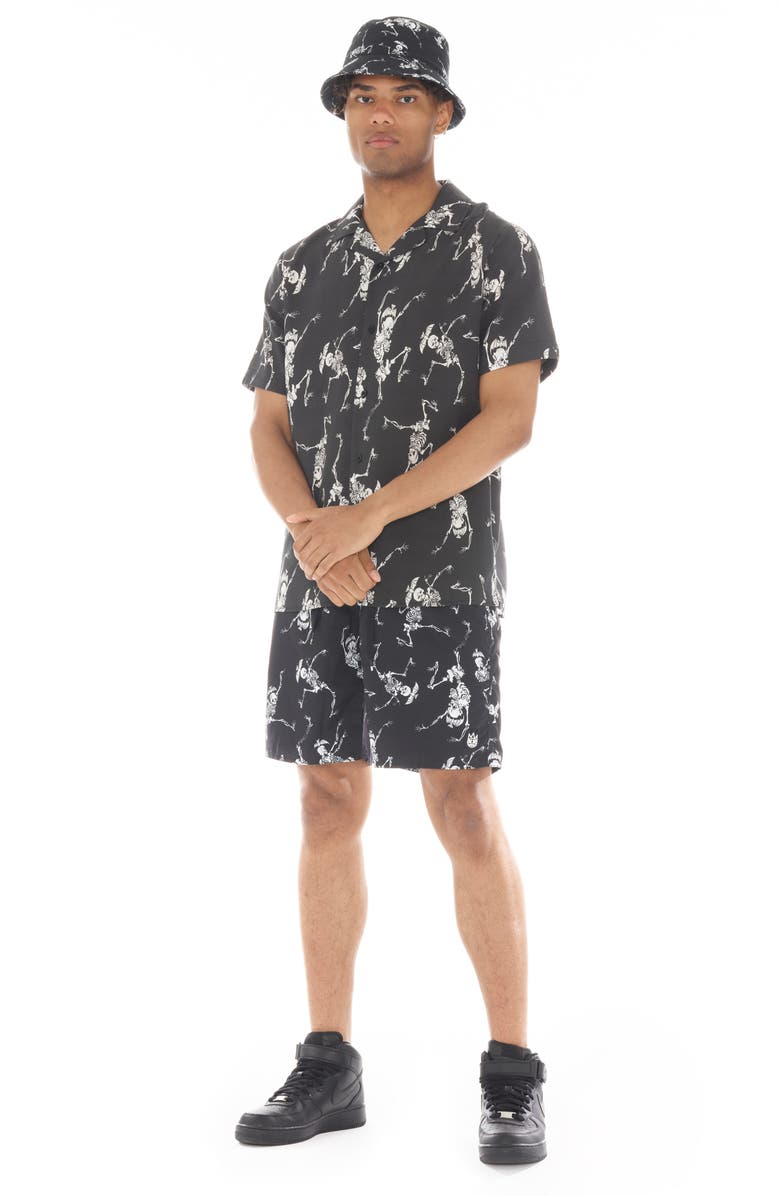 Cult of Individuality Skull Print Swim Trunks, Alternate, color, 