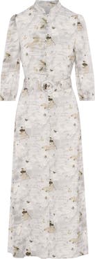 Coco de la Mour Chiffon Button-Front Belted Waist Maxi Dress