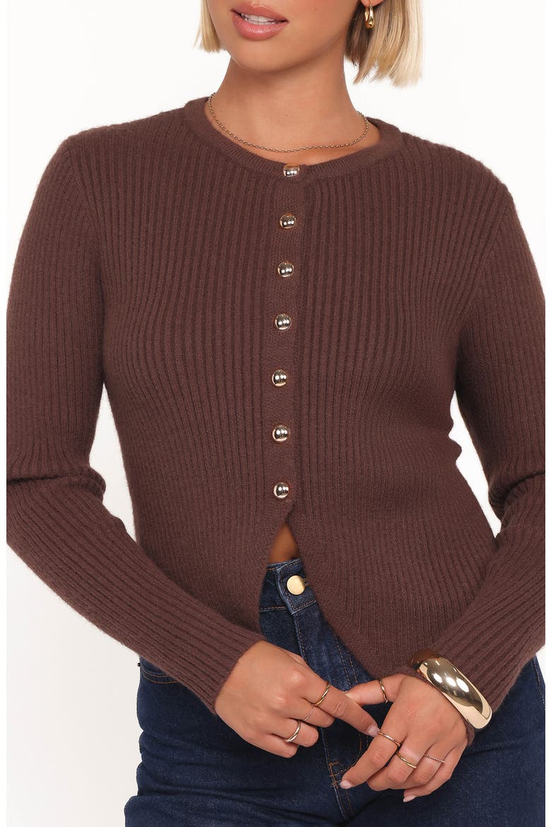 Circle Rib Cardigan, Alternate, color, CHOCOLATE