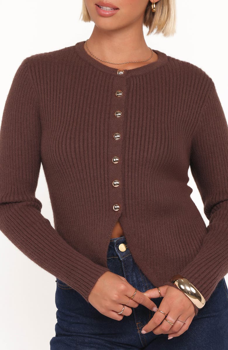 Petal & Pup Circle Rib Cardigan, Alternate, color, Chocolate
