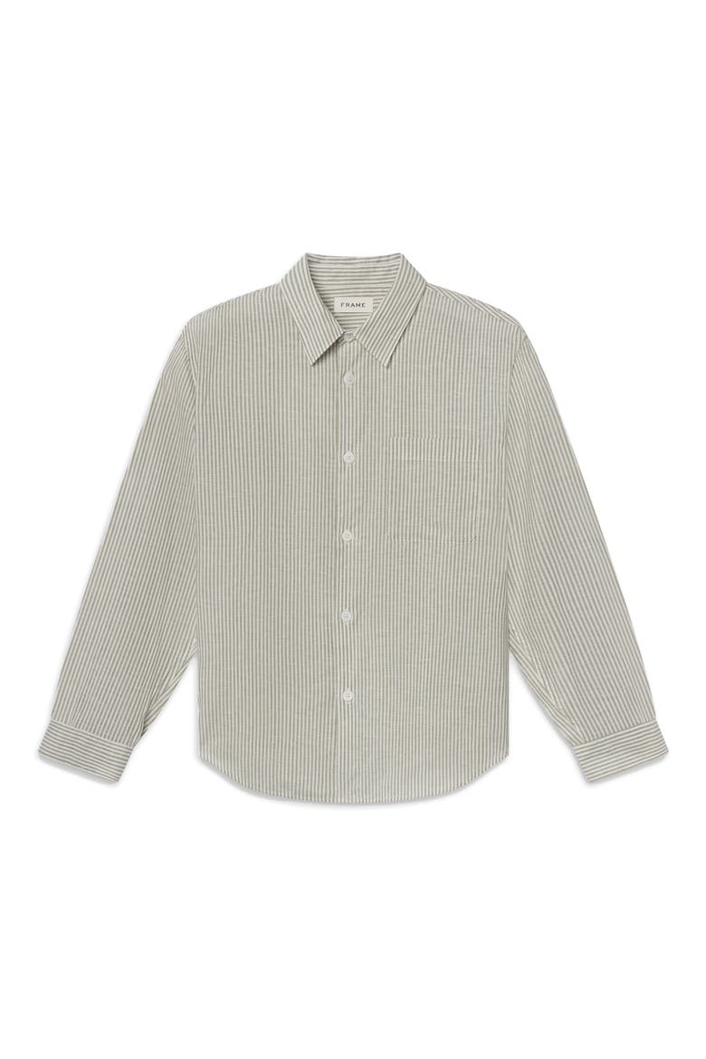 Stripe Button-Up Shirt, Alternate, color, KHAKI ECRU STRIPE