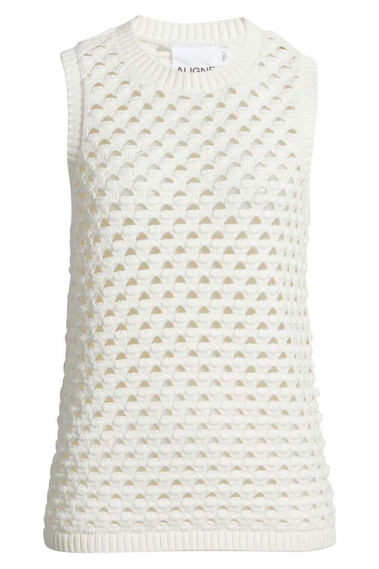 Jeanie Open Stitch Sweater Tank, Alternate, color, WHITE