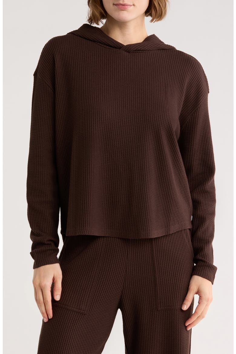 Reset Waffle Stitch Hoodie, Main, color, BROWN MOLE