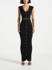Manière De Voir Helene Knitted Midaxi Dress with Belt