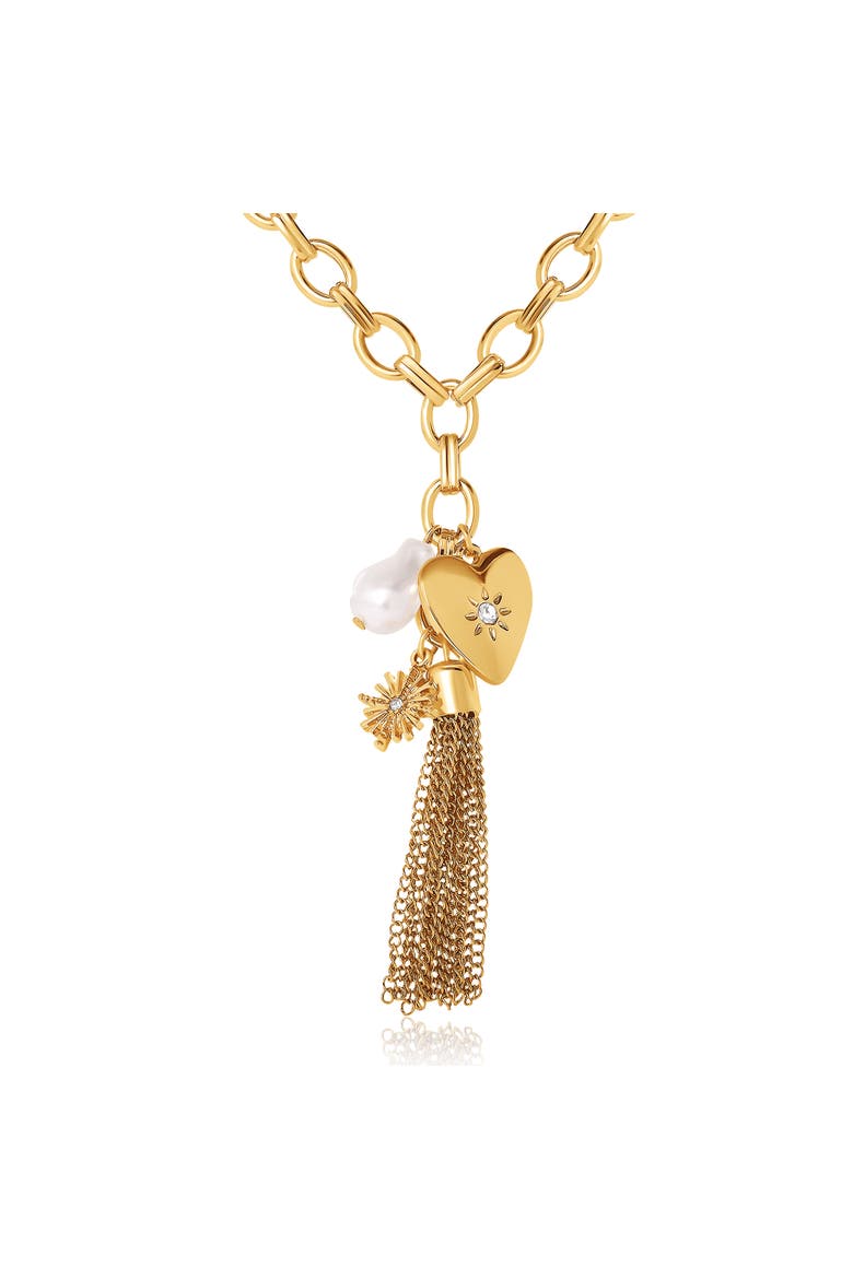 Heart Charm Chunky Chain Necklace, Main, color, Gold