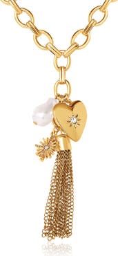 BCBG Generation Heart Charm Chunky Chain Necklace