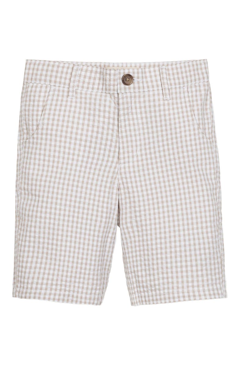 Hope & Henry Boys' Organic Seersucker Short, Kids, Alternate, color, Taupe Gingham Seersucker