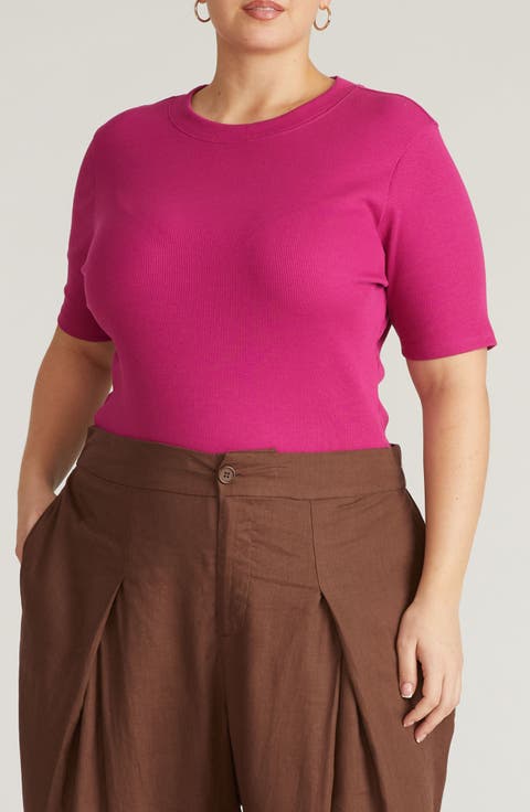 Classic Rib Short Sleeve Top (Regular & Plus)