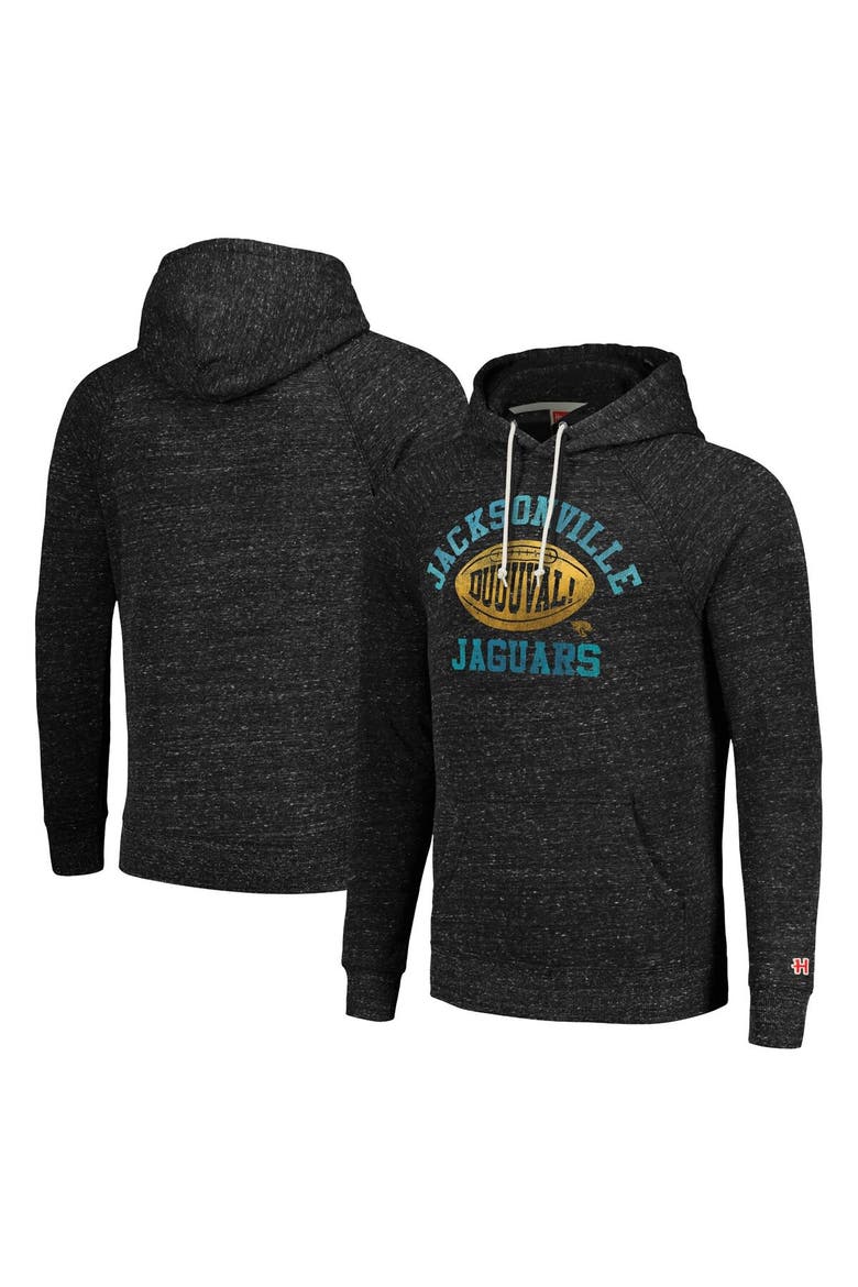Unisex Homage  Heather Charcoal Jacksonville Jaguars Hyperlocal Raglan Pullover Hoodie, Main, color, Heather Charcoal