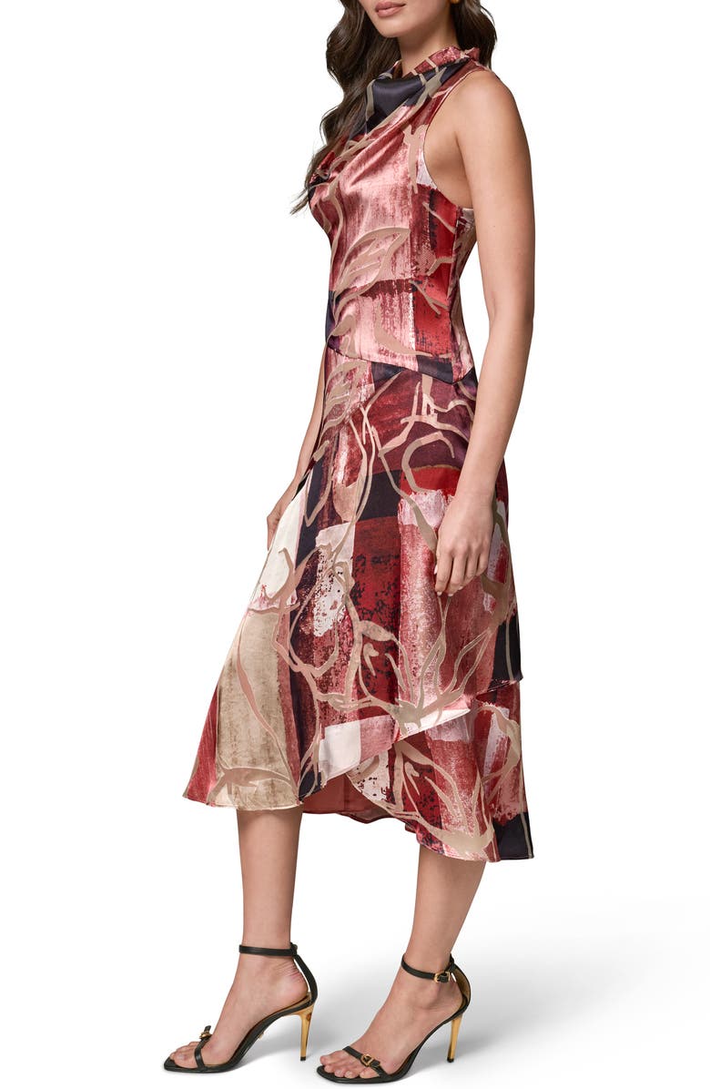 Donna Karan New York Burnout Sleeveless Cowl Neck Dress, Alternate, color, 
