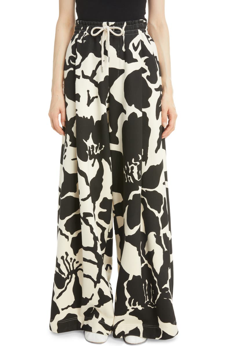 Dries Van Noten Hadium Floral Print Wide Leg Cotton Trousers