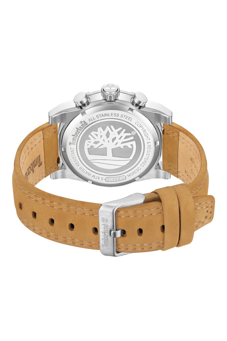 Stonington Chronograph Leather Strap Watch, 45mm, Alternate, color, TAN