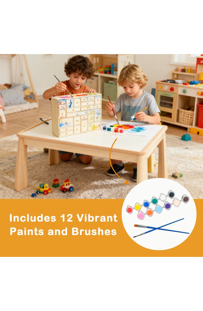 Easy Playhouse Wooden 24 Drawer Storage Cabinet - DIY Advent Calendar, Alternate, color, Beige