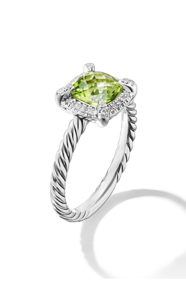 David Yurman Chatelaine Pavé Bezel Ring, Alternate, color, Sterling Silver/ Peridot
