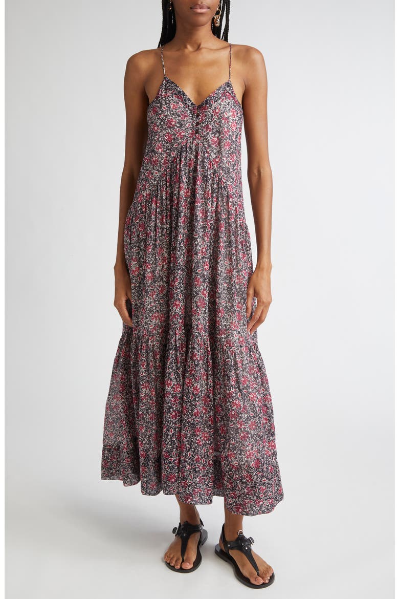 Sabba Tiered Cotton Maxi Dress, Main, color, CRUSHED BERRY