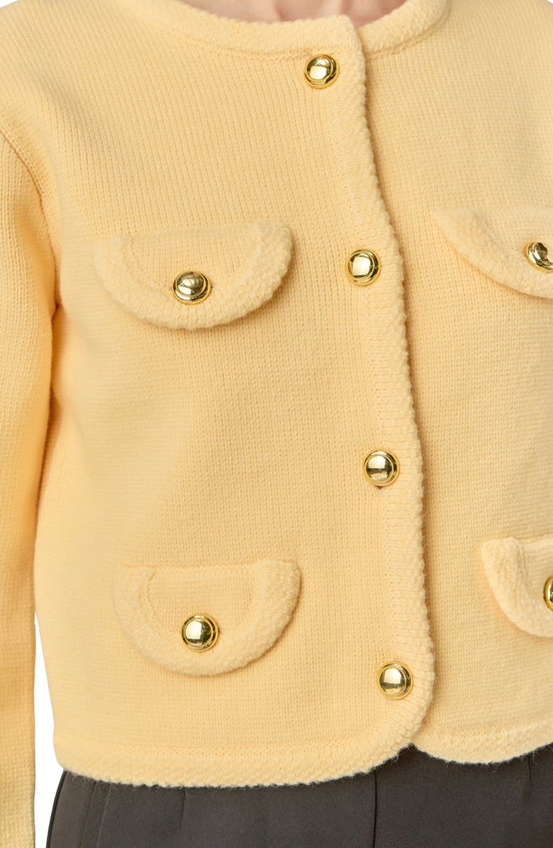 English Factory Round Hem Cardigan, Alternate, color, Butter Yellow