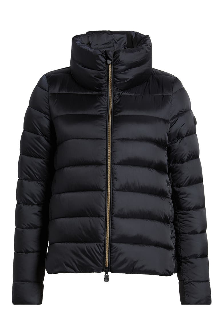 Elsie Water Resistant Quilted Puffer Coat, Alternate, color, BLACK