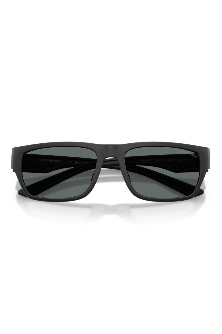 57mm Polarized Pillow Sunglasses, Alternate, color, MATTE BLACK / DARK GREY
