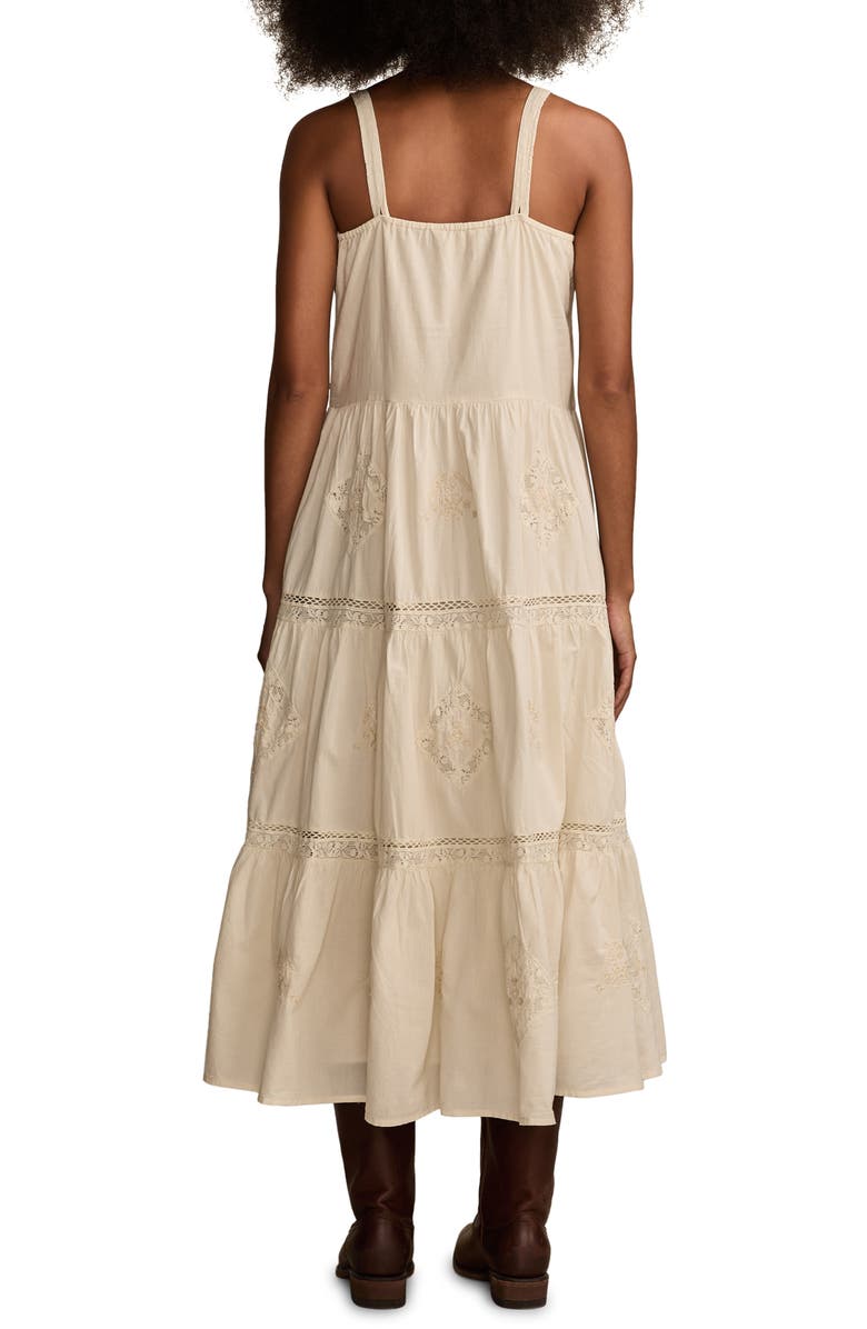 Lucky Brand Lace Inset Cotton Midi Dress, Alternate, color, 