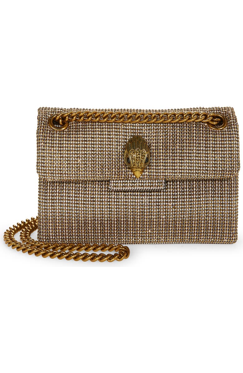 Kurt Geiger London Mini Kensington Tweed Crossbody Bag, Main, color, Dark Beige