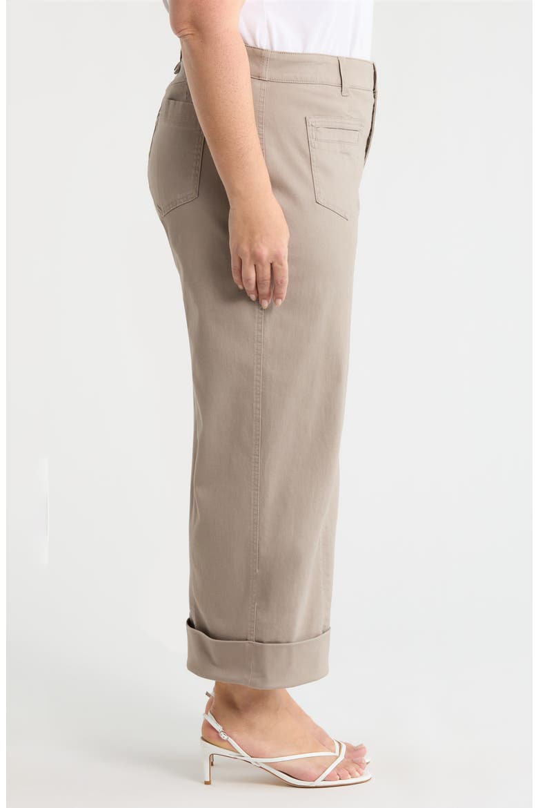 Skyrise Exposed Button Cuffed Wide Leg Twill Pants, Alternate, color, MOONROCK