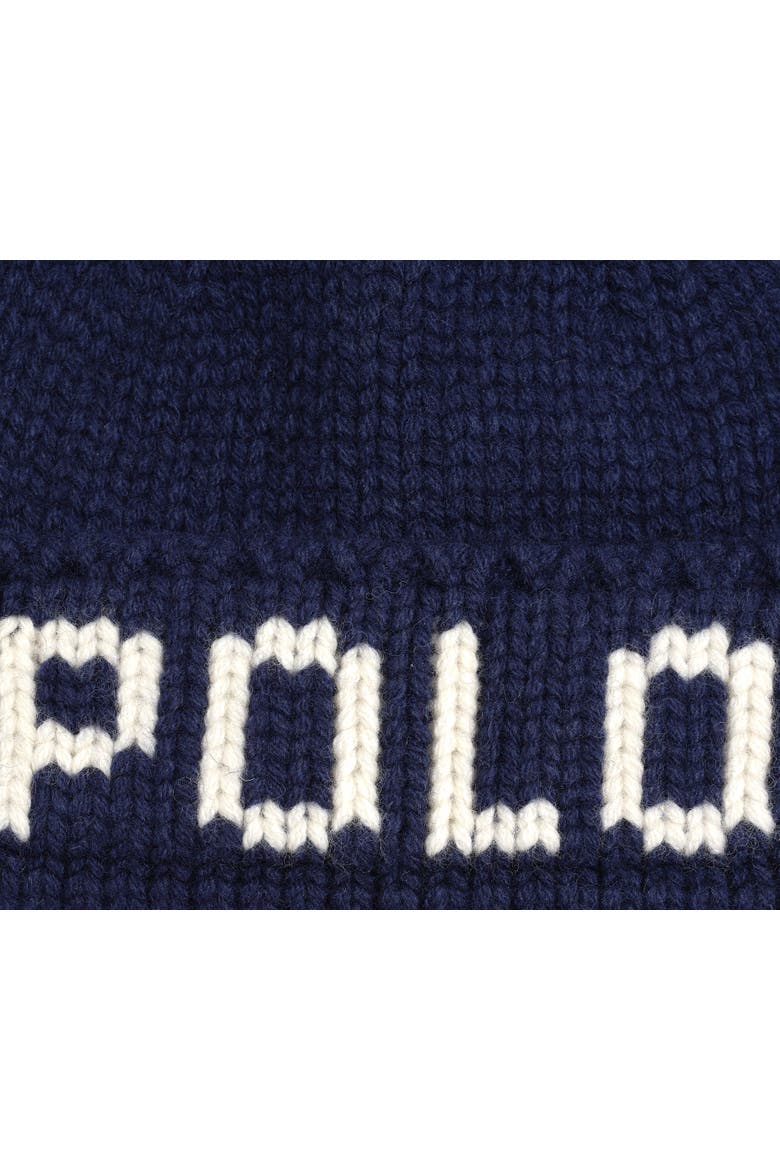 Polo Logo Beanie, Alternate, color, Navy/Cream