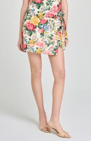 WAYF Amelia Floral Linen Blend Wrap Miniskirt