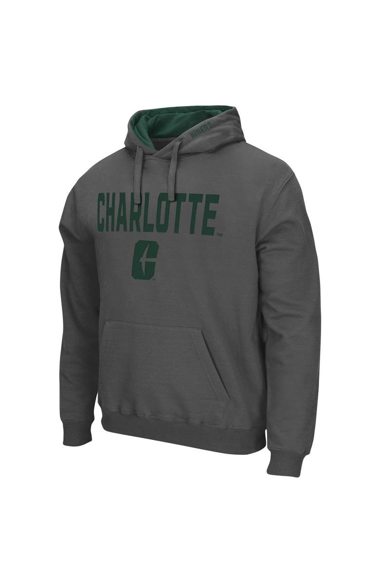 COLOSSEUM Men's Colosseum Charcoal Charlotte 49ers Arch and Logo Pullover Hoodie, Alternate, color, Charcoal