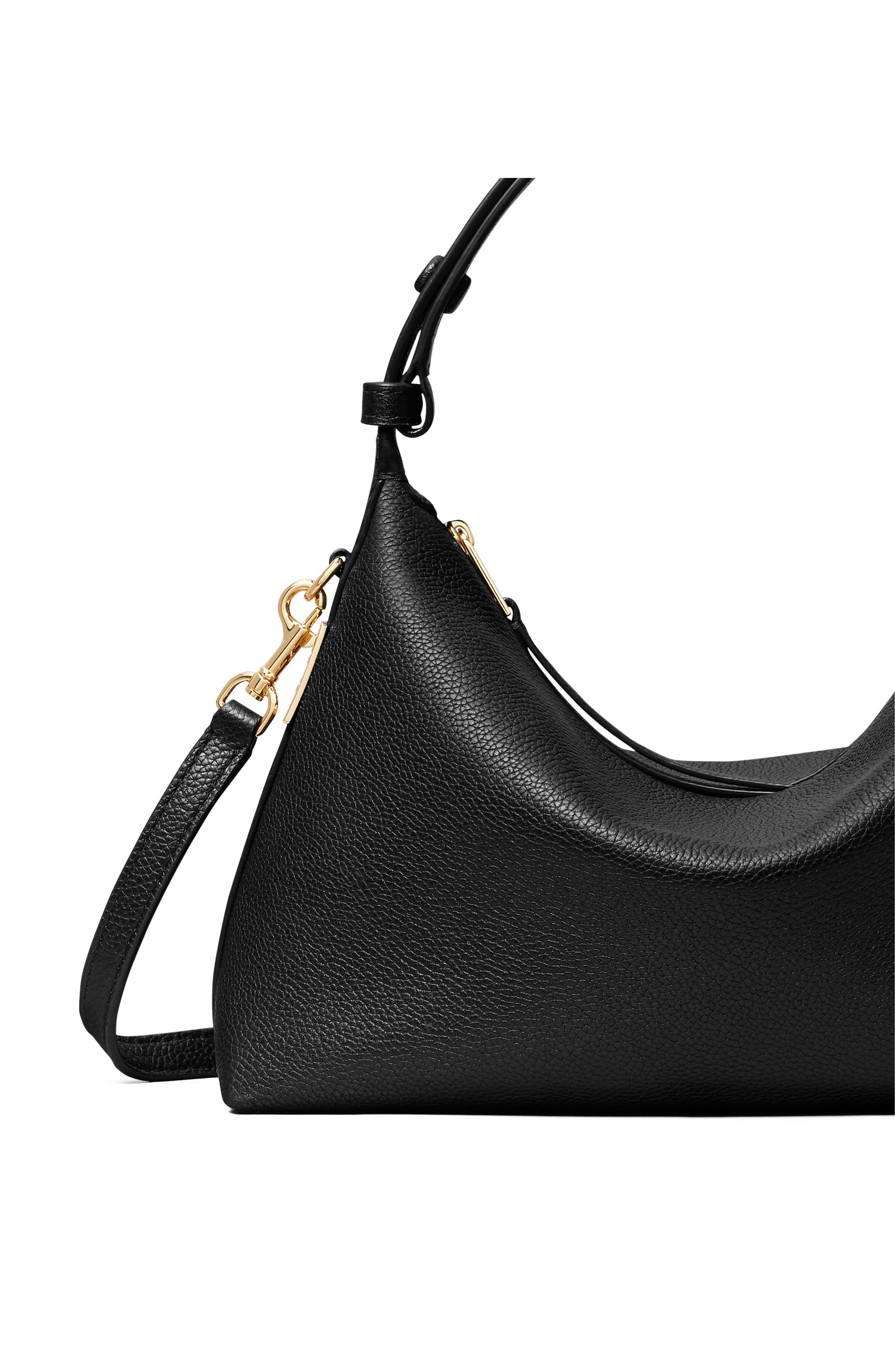 Tory Burch Mellow Leather Shoulder Bag, Alternate, color, Black
