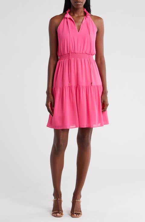 Sleeveless Smock Waist Chiffon Dress