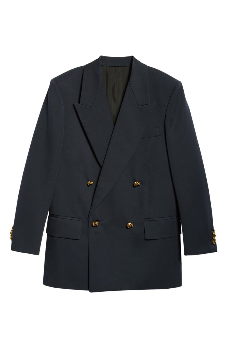 Bottega Veneta Knot Button Double Breasted Wool Grain de Poudre Blazer, Alternate, color, 