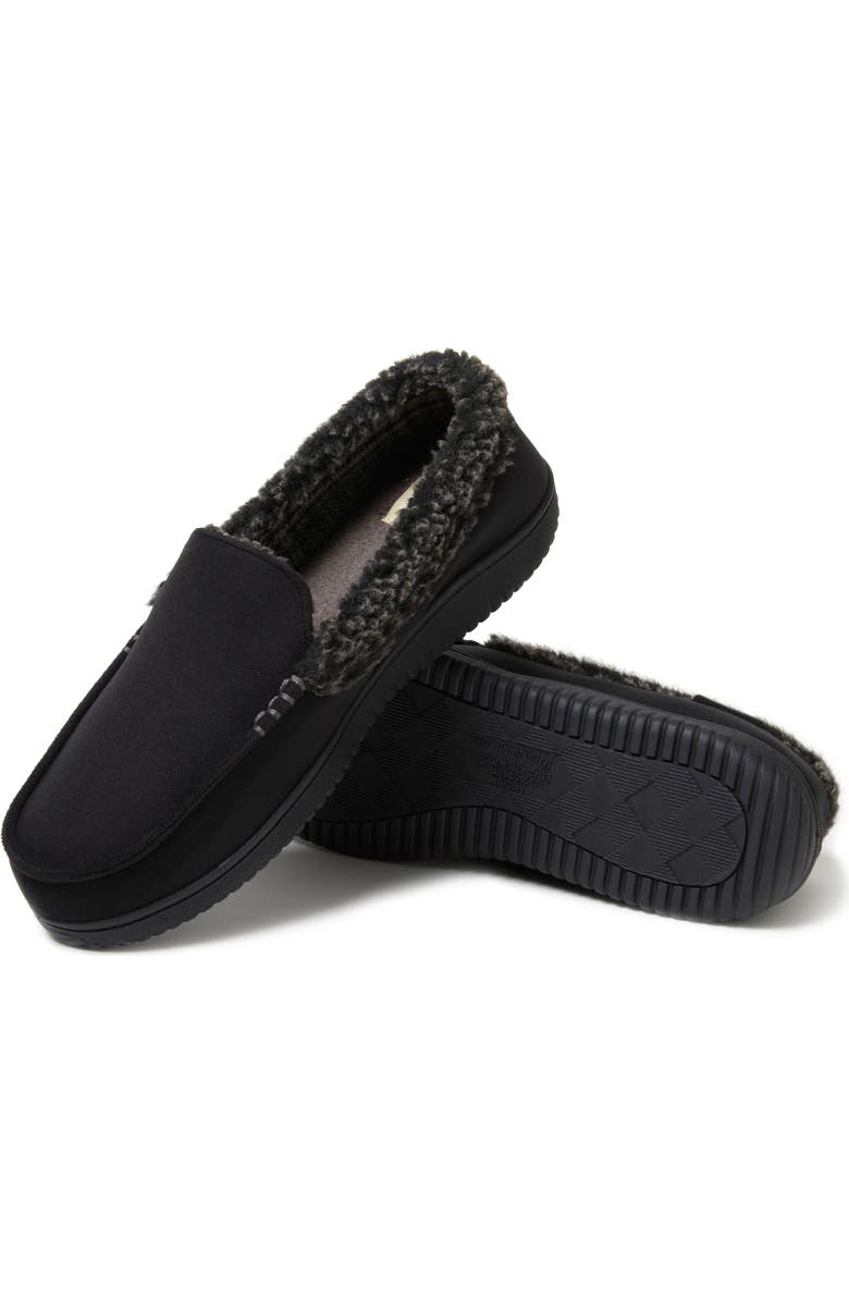 DEARFOAMS Alexander Microsuede Moccasin Slipper, Alternate, color, Black
