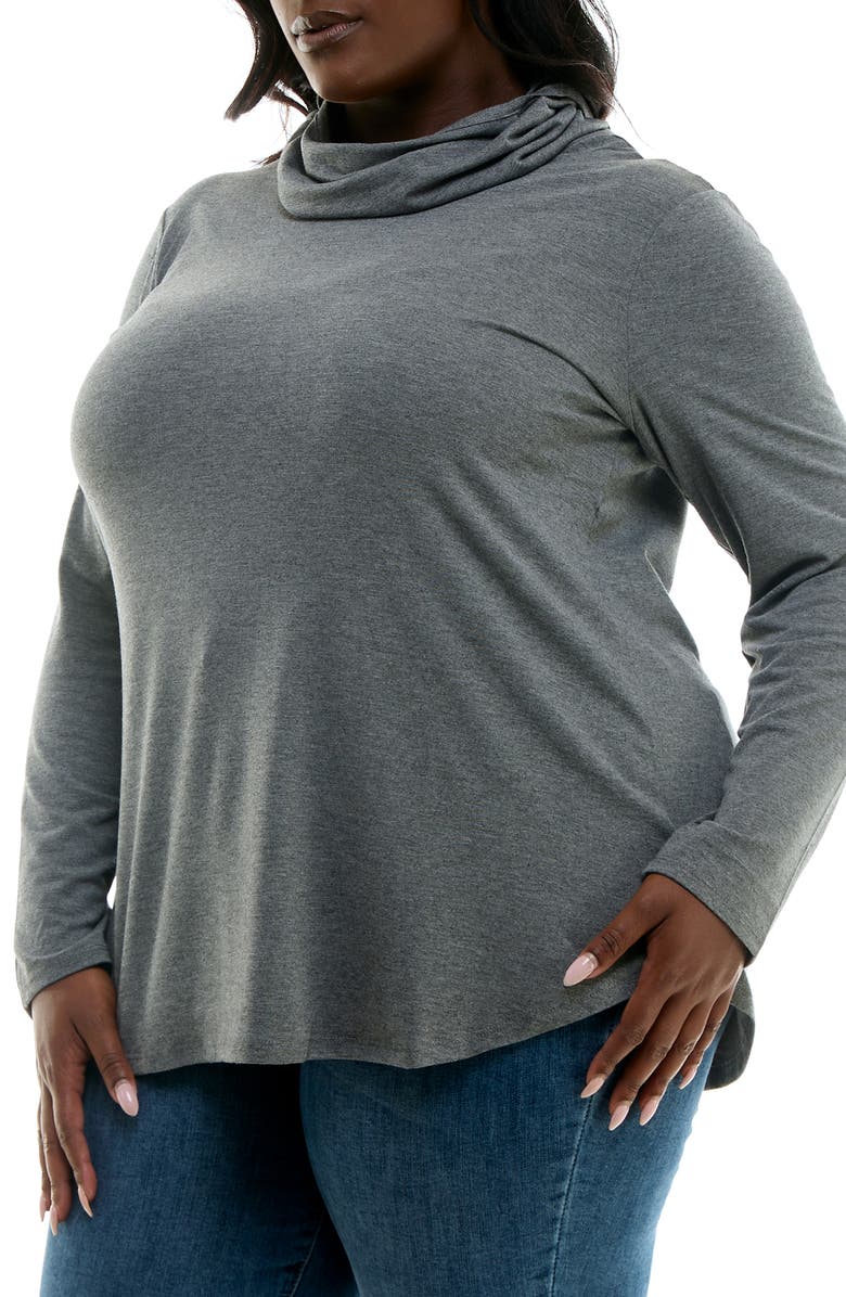 Nina Leonard Long Sleeve Curved Tunic, Alternate, color, Mid Gray