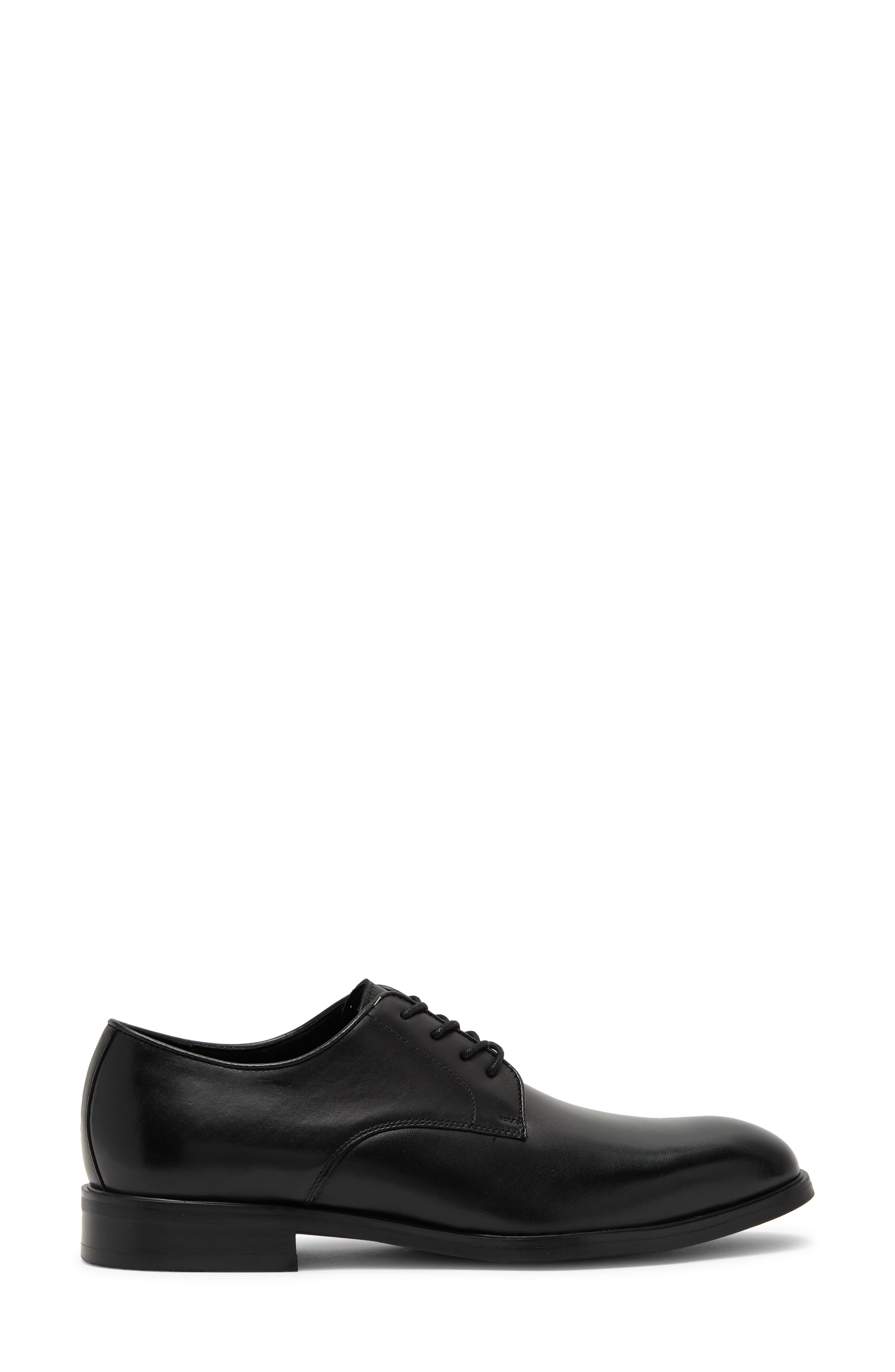 NORDSTROM RACK Gavin Plain Toe Leather Derby, Alternate, color, Black