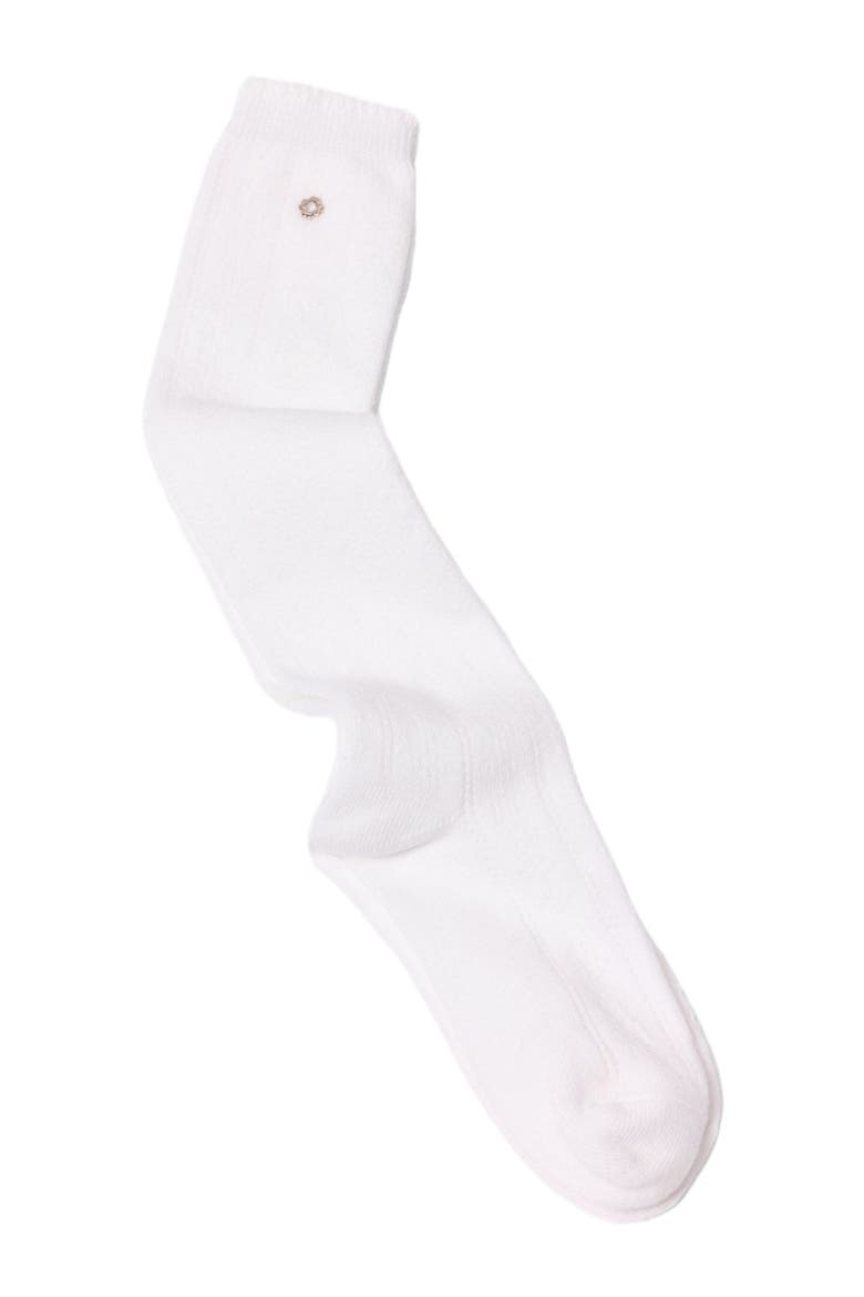 Knee-high pointelle socks, Alternate, color, White
