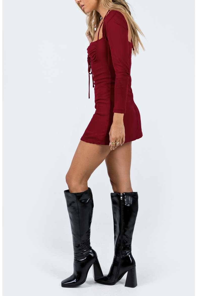Stassie Long Sleeve Minidress, Alternate, color, BURGUNDY