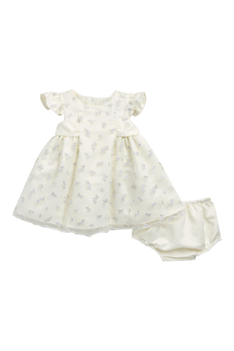 Lavender Roses Embroidered Dress & Bloomers, Main, color, IVORY