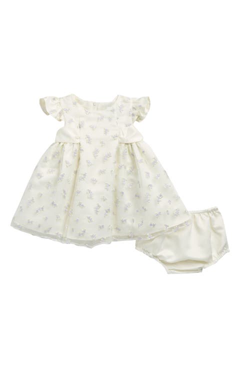Lavender Roses Embroidered Dress & Bloomers (Baby)