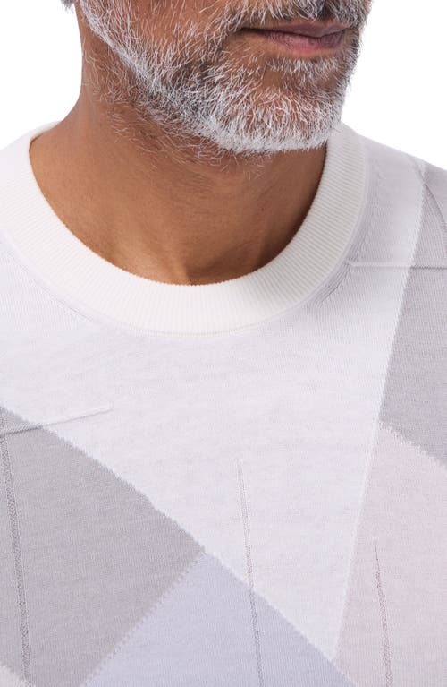 Shop Bugatchi Abstract Cotton & Silk Crewneck Sweater In Chalk