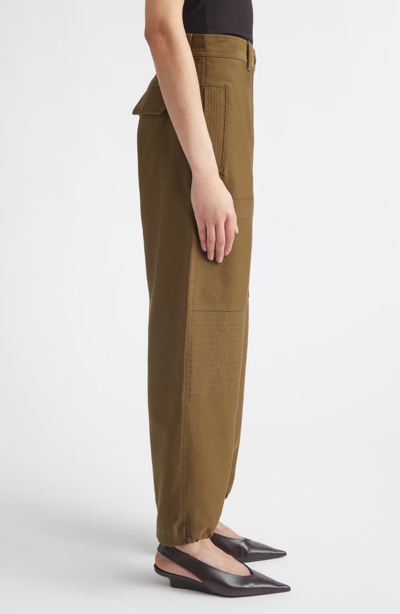 Max Mara Dorni Stretch Cotton Twill Utility Pants, Alternate, color, Khaki Green