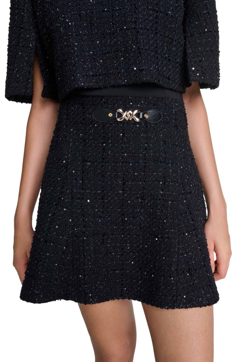 maje Tweed 2-in-1 mini dress, Alternate, color, 