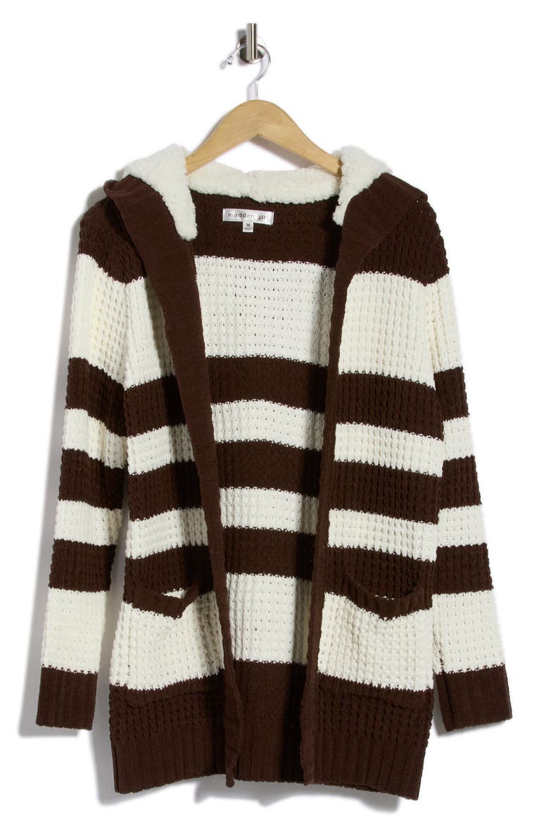 Hooded Cardigan, Alternate, color, BROWN COMBO