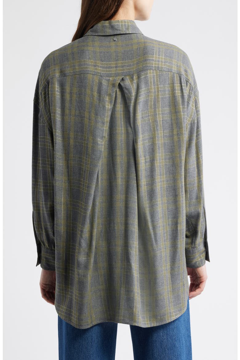 Bostaffa Metallic Plaid Woven Shirt, Alternate, color, GREEN MULTI