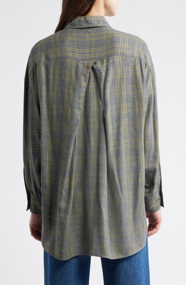 BOSS Orange Bostaffa Metallic Plaid Woven Shirt, Alternate, color, Green Multi