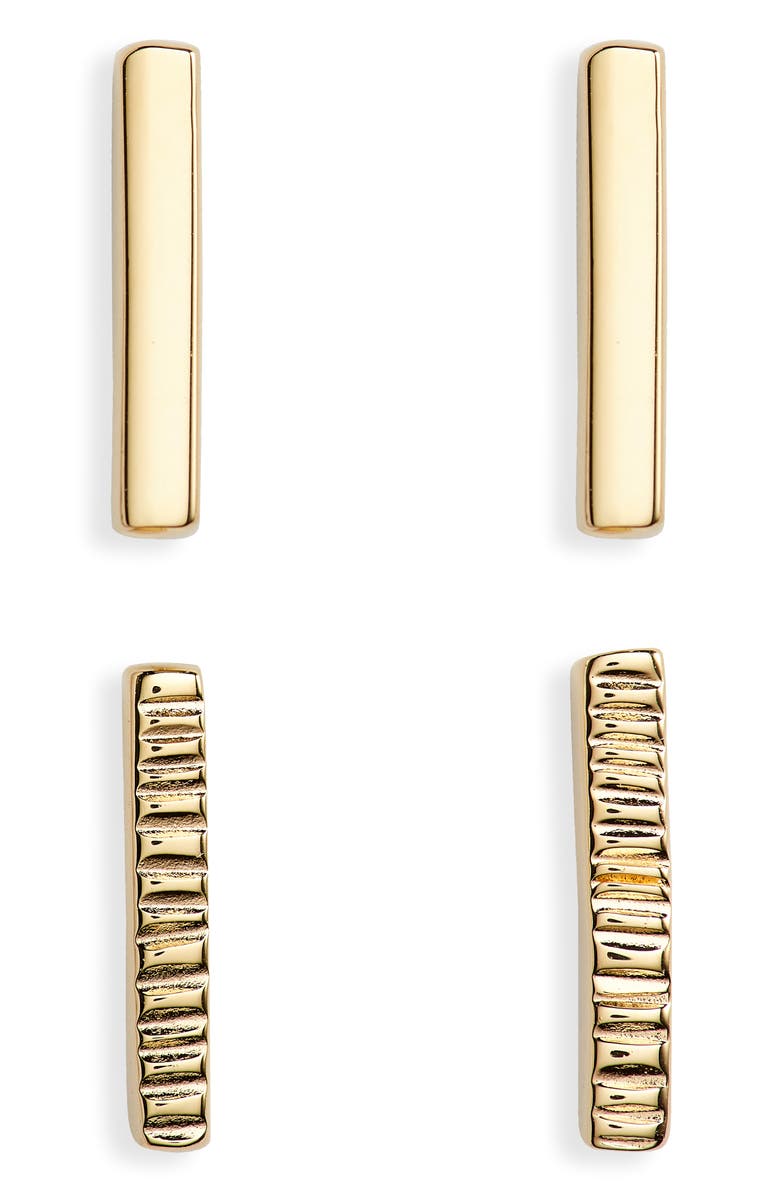 SOKO Set of 2 Meta Bar Stud Earrings, Main, color, Gold