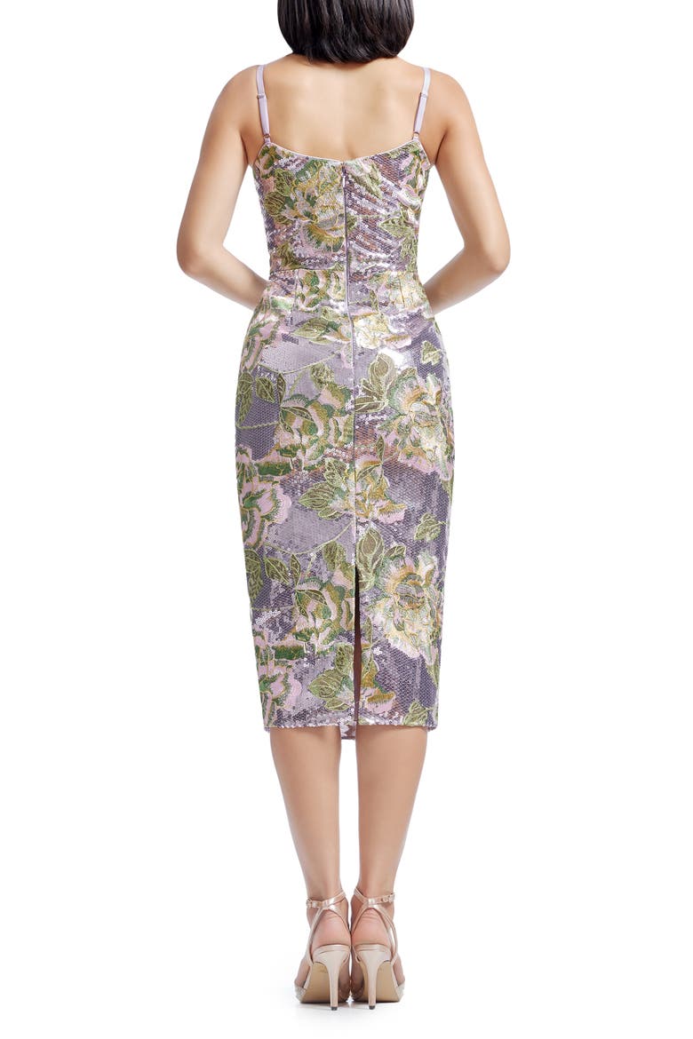 Blakely Sequin Floral Embroidery Body-Con Cocktail Midi Dress, Alternate, color, LILAC MULTI