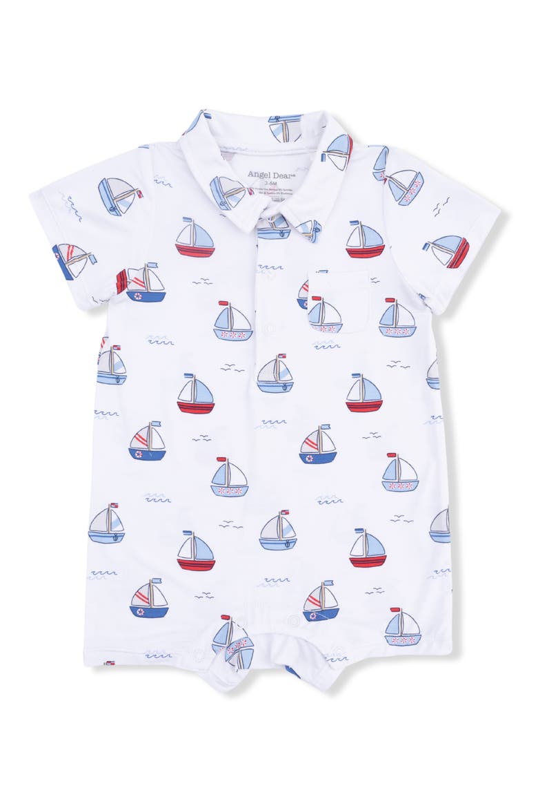 Bubbly Sailboats Polo Shortall, Main, color, WHITE BLUE